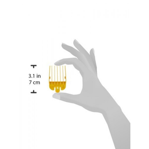 Wahl Professional #5 색상 코드 가이드 빗 부착 장치 5/8(16mm) - 3135-1303 - 전문 스타일리스트 및 이발사에게 적합 - 노란색