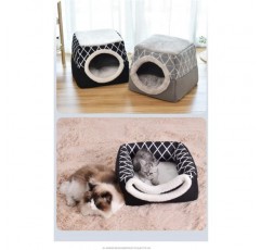thematys 고양이 동굴 I 고양이 침대 추가 베개 I 접을 수 있는 고양이 집 I 컨버터블 포옹 동굴 I 휴대 및 긁힘 방지(L, Style 6) L Style 6