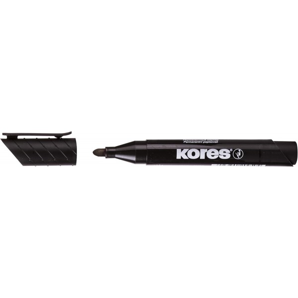 Kores - K-Marker XP1: 검은색 유성 마커 펜, 방수 및 무취 잉크가 있는 총알 팁, 모든 표면용, 12개 팩
