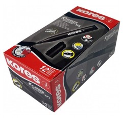 Kores - K-Marker XP1: 검은색 유성 마커 펜, 방수 및 무취 잉크가 있는 총알 팁, 모든 표면용, 12개 팩