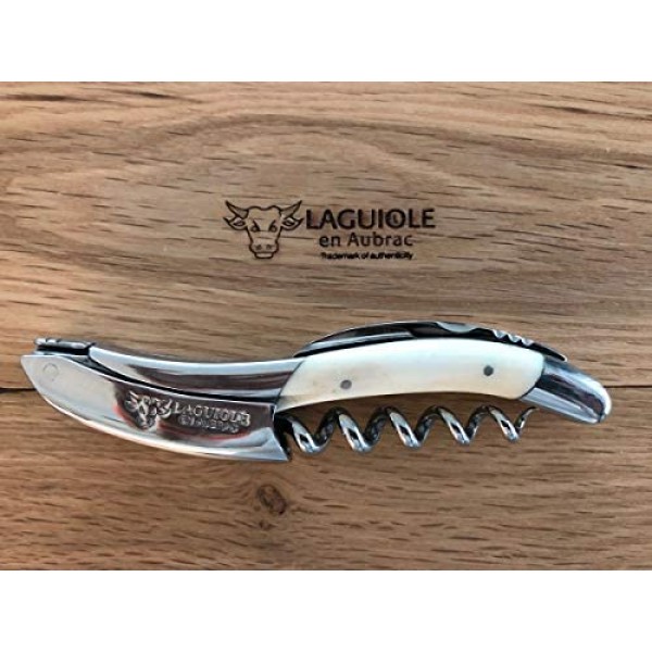 Laguiole En Aubrac 소믈리에 웨이터 코르크 따개, 제부 뼈 손잡이, 호일 커터가 있는 와인 오프너 및 병따개