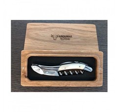 Laguiole En Aubrac 소믈리에 웨이터 코르크 따개, 제부 뼈 손잡이, 호일 커터가 있는 와인 오프너 및 병따개
