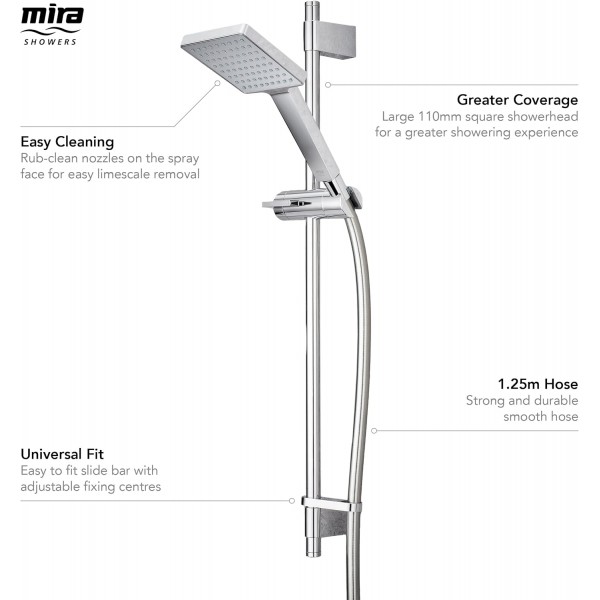 Mira Showers Mira 정직한 스퀘어 샤워 피팅 키트 - Chrome 2.1605.284