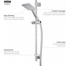 Mira Showers Mira 정직한 스퀘어 샤워 피팅 키트 - Chrome 2.1605.284