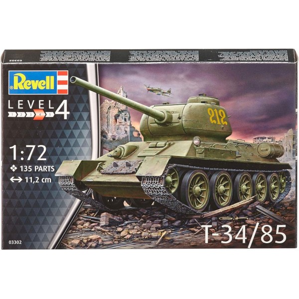 Revell Revell_03302 3302 12 장난감 모델 키트 T-34/85 in 1:72 scale, level 4, non