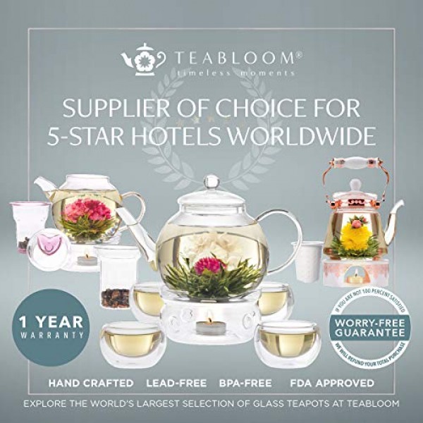 Teabloom 축하 유리 찻주전자용 Teabloom 교체 유리 뚜껑 - 다른 유리 찻주전자에 맞지 않음