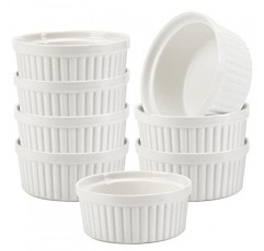 12 온스 Ramekin 그릇, WERTIOO 8 PCS 베이킹 및 요리용 Ramekins, 푸딩, Creme Brulee, 커스터드 컵용 오븐 안전 매끄러운 도자기 Ramikins