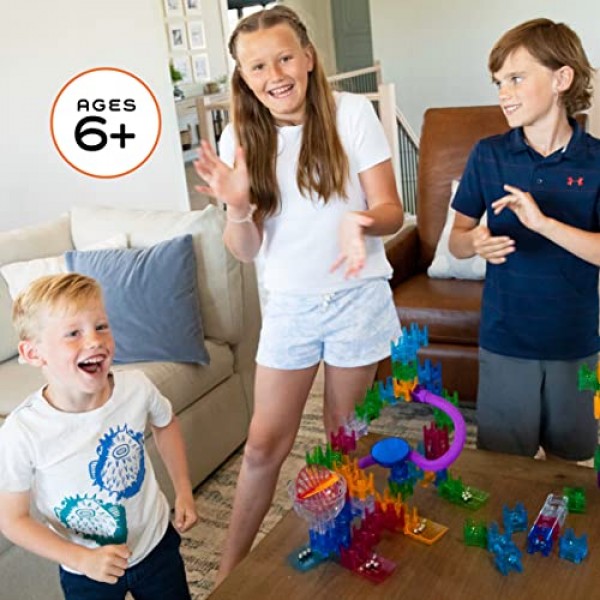 MindWare Q-BA-Maze 액션 스턴트 세트 차세대 Marble Maze 어린이 장난감 - STEM Marble Run - 6세 이상에게 권장 - 소년 소녀를 위한 교육 선물