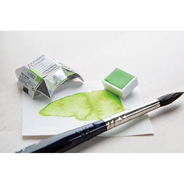 Schmincke - AKADEMIE®AQUARELL 수채화 상자, 전체 구성 24 x 1/2 팬, 75 424 097, 금속 상자, 매우 밝은 색상, 고급 예술가 수채화