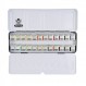 Schmincke - AKADEMIE®AQUARELL 수채화 상자, 전체 구성 24 x 1/2 팬, 75 424 097, 금속 상자, 매우 밝은 색상, 고급 예술가 수채화