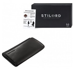 STILORD 'Hannah' 앤티크 가죽으로 만든 여성용 빈티지 지갑, 지퍼 체인지가 있는 대형 지갑, RFID NFC 보호 기능이 있는 가로 EC 카드, 색상: 블랙