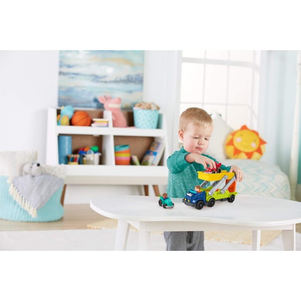 Fisher-Price HBX23 - Little People Ramp 'n Go 2-in-1 Car Transporter Playset with 2 Wheelies Cars and 3 Figures 아기 장난감 18개월 - 5세