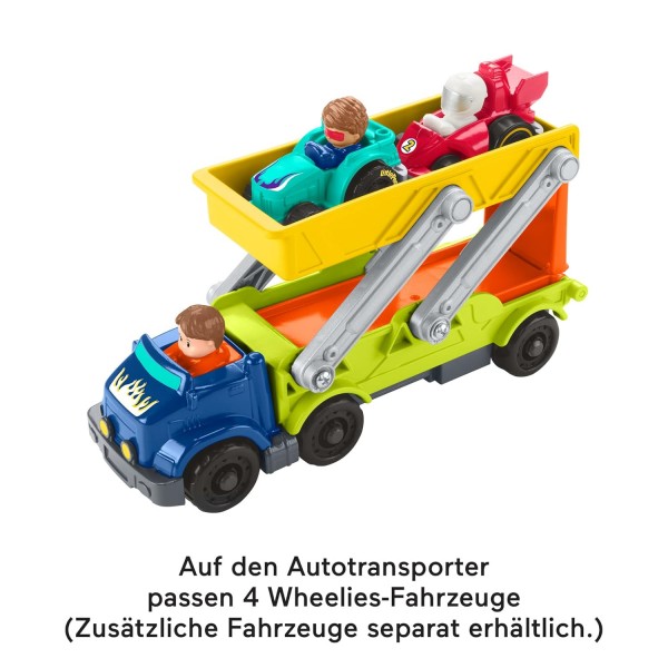Fisher-Price HBX23 - Little People Ramp 'n Go 2-in-1 Car Transporter Playset with 2 Wheelies Cars and 3 Figures 아기 장난감 18개월 - 5세