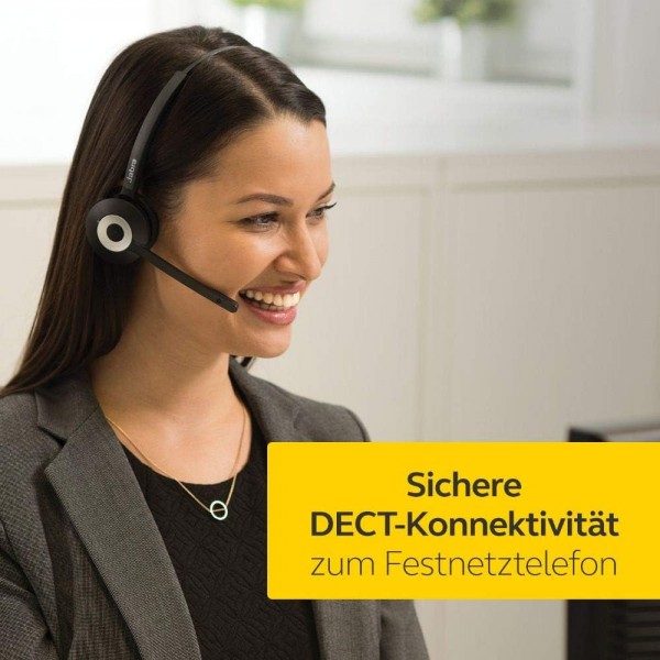 Jabra Pro 930 MS DECT 무선 온이어 모노 헤드셋 - Skype for Business 인증 - HD 음성 및 잡음 제거 - 유럽에서 소프트폰용 - EU 플러그, 검은색 Mono Pro 930 - Microsoft Softphone(USB-A)