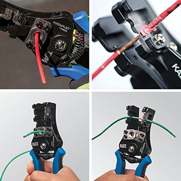 Klein Tools 11063W 와이어 커터/와이어 스트리퍼, 8-20 AWG 단선 및 10-22 AWG 연선 전선용 고강도 자동 와이어 스트리퍼 도구
