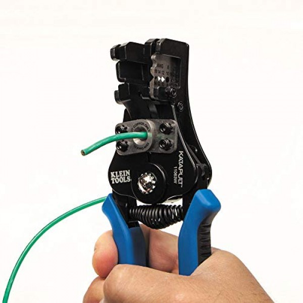 Klein Tools 11063W 와이어 커터/와이어 스트리퍼, 8-20 AWG 단선 및 10-22 AWG 연선 전선용 고강도 자동 와이어 스트리퍼 도구