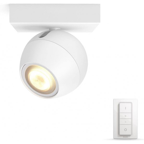 Philips Hue White Ambiance 1 스포트라이트 Buckram 확장 조명 흰색 250lm, 밝기 조절 가능, 모든 흰색 음영, 앱을 통해 제어 가능, Amazon Alexa(Echo, Echo Dot)와 호환 가능