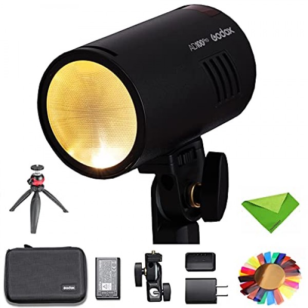 Godox 플래시 AD100Pro AD100 Pro 스트로브 라이트 사진, 100Ws 2.4G 플래시 스트로브, 1/8000 HSS, 0.01-1.5s 재활용, 360회 최대 전력 플래시, 2600mAh 배터리, 삼각대로 TTL/M/다기능 지원