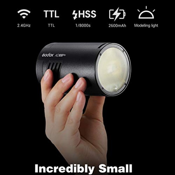 Godox 플래시 AD100Pro AD100 Pro 스트로브 라이트 사진, 100Ws 2.4G 플래시 스트로브, 1/8000 HSS, 0.01-1.5s 재활용, 360회 최대 전력 플래시, 2600mAh 배터리, 삼각대로 TTL/M/다기능 지원