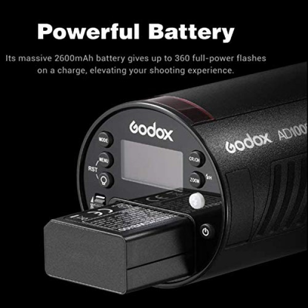 Godox 플래시 AD100Pro AD100 Pro 스트로브 라이트 사진, 100Ws 2.4G 플래시 스트로브, 1/8000 HSS, 0.01-1.5s 재활용, 360회 최대 전력 플래시, 2600mAh 배터리, 삼각대로 TTL/M/다기능 지원