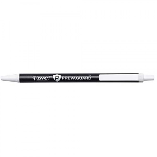 BIC PrevaGuard Clic Stic 볼펜(박테리아 성장 억제 기능 내장), 미디엄 포인트(1.0mm), 검정색, 12개