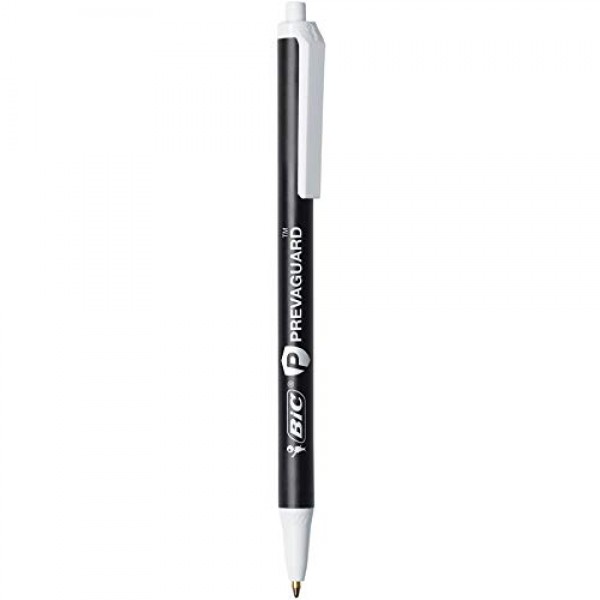 BIC PrevaGuard Clic Stic 볼펜(박테리아 성장 억제 기능 내장), 미디엄 포인트(1.0mm), 검정색, 12개