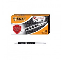 BIC PrevaGuard Clic Stic 볼펜(박테리아 성장 억제 기능 내장), 미디엄 포인트(1.0mm), 검정색, 12개