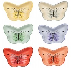 Now Designs 초원 나비 모양의 세라믹 핀치 그릇 세트, 간장 접시, 6개 세트