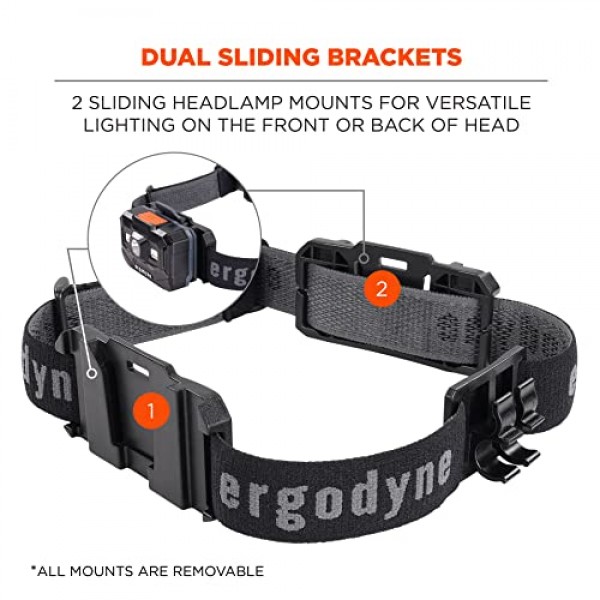 Ergodyne Skullerz 8980 Ergodyne 탈착식 헤드램프용 범용 헤드램프 스트랩, 조절 가능한 나일론 헤드밴드 스트랩
