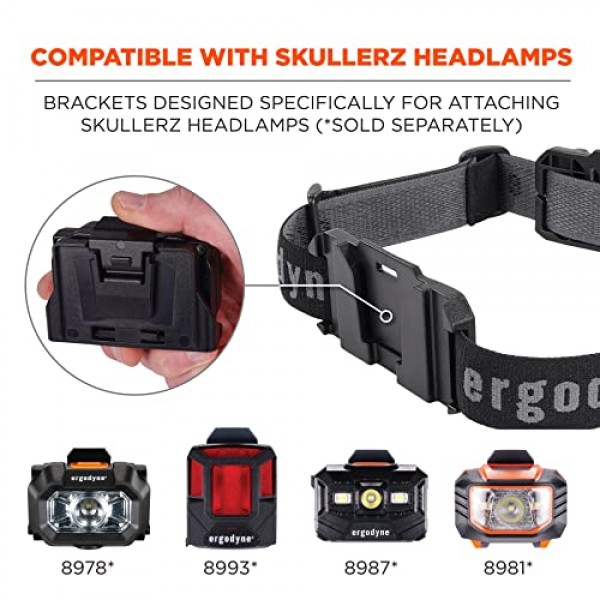 Ergodyne Skullerz 8980 Ergodyne 탈착식 헤드램프용 범용 헤드램프 스트랩, 조절 가능한 나일론 헤드밴드 스트랩