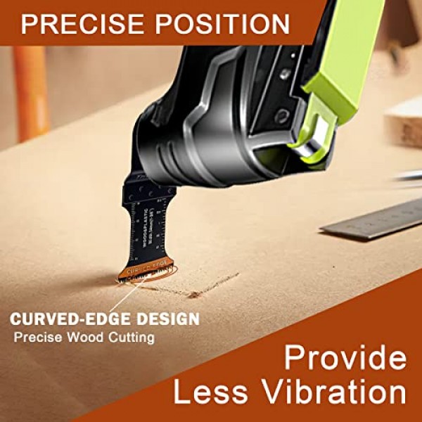 Trivd Frol 100Pcs 곡선 가장자리 진동 도구 블레이드 전문 범용 진동 톱 블레이드 Dewalt, Milwaukee, Makita, Ryobi, Rockwell, Bosch와 호환되는 목재 멀티 도구 블레이드