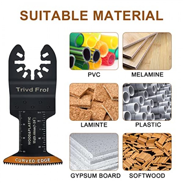 Trivd Frol 100Pcs 곡선 가장자리 진동 도구 블레이드 전문 범용 진동 톱 블레이드 Dewalt, Milwaukee, Makita, Ryobi, Rockwell, Bosch와 호환되는 목재 멀티 도구 블레이드