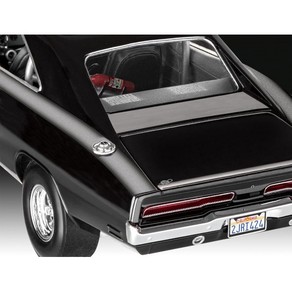 잘 알려진 영화 시리즈를 기반으로 한 Revell 07693 Fast & Furious Dominics 1970 Dodge Charger 1:25 자동차 모델, 전문가를 위한 8.5인치 The Fast and The Furious 진정한 원본 모델 키트, 도