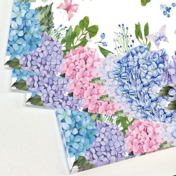 종이 Placemats 일회용 50 팩 수국 Placemats 봄 여름 식탁 웨딩 파티 용품을위한 16x11 인치 꽃 장소 매트