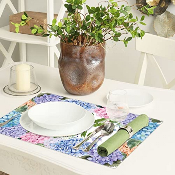 종이 Placemats 일회용 50 팩 수국 Placemats 봄 여름 식탁 웨딩 파티 용품을위한 16x11 인치 꽃 장소 매트