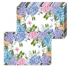 종이 Placemats 일회용 50 팩 수국 Placemats 봄 여름 식탁 웨딩 파티 용품을위한 16x11 인치 꽃 장소 매트