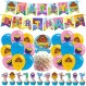만화 생일 풍선 세트 LKNBIF 32 Pcs Hey Duggee 생일 용품은 생일 파티 장식을 위한 케이크 토퍼 컵케익 Toppers 배너 풍선을 포함합니다