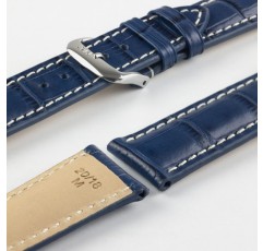 Rios 1931 NEW ORLEANS 네이비 블루 19mm 실버 버클 앨리게이터 엠보싱 가죽 시계 스트랩