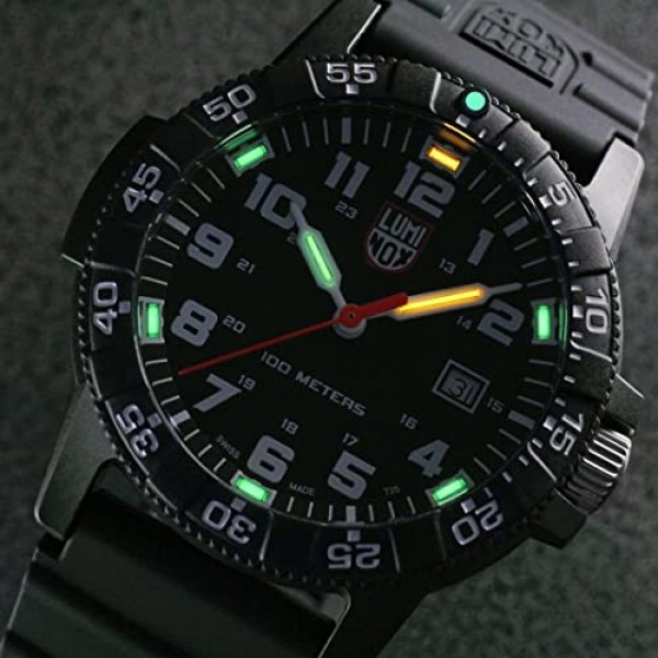 Luminox Leatherback SEA Turtle Giant Blackout 남성용 시계 44mm - 날짜 표시가 있는 블랙 다이빙 시계, 100m 방수