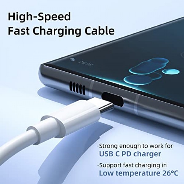 USB C - USB C 케이블 [6/6/6피트] 60W 고속 충전 iPhone 15/15 Pro/15 Pro Max, Samsung Galaxy S22 S21, Note 20 Ultra 10, MacBook Air/Pro 13'', iPad Mini 6/와 호환 가능 Pro/Air 등, 흰색 TPE