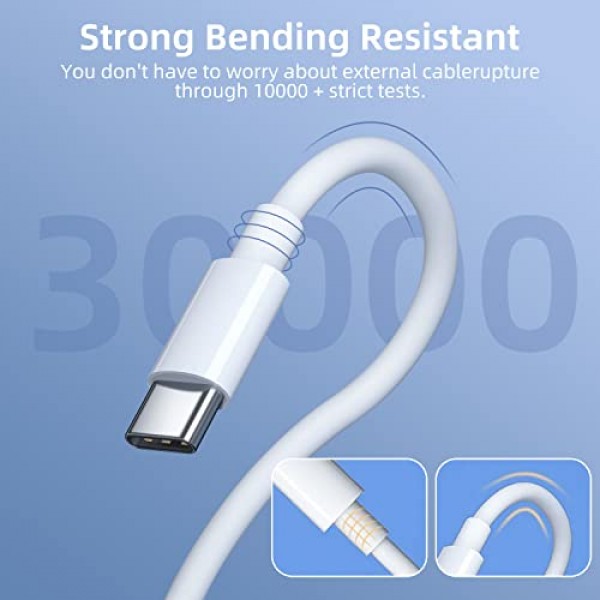 USB C - USB C 케이블 [6/6/6피트] 60W 고속 충전 iPhone 15/15 Pro/15 Pro Max, Samsung Galaxy S22 S21, Note 20 Ultra 10, MacBook Air/Pro 13'', iPad Mini 6/와 호환 가능 Pro/Air 등, 흰색 TPE