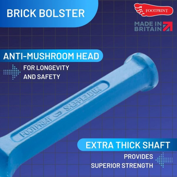 Footprint Heavy-Duty Brick Bolster Tool - 4인치/10cm 벽돌 쌓기 끌, 콘크리트 차단기 및 초퍼. 석조, 벽돌공 및 DIY 주택 개조용. 벽돌을 자르고 자르고 모르타르를 제거합니다. 4(10