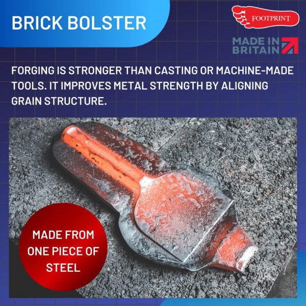 Footprint Heavy-Duty Brick Bolster Tool - 4인치/10cm 벽돌 쌓기 끌, 콘크리트 차단기 및 초퍼. 석조, 벽돌공 및 DIY 주택 개조용. 벽돌을 자르고 자르고 모르타르를 제거합니다. 4(10