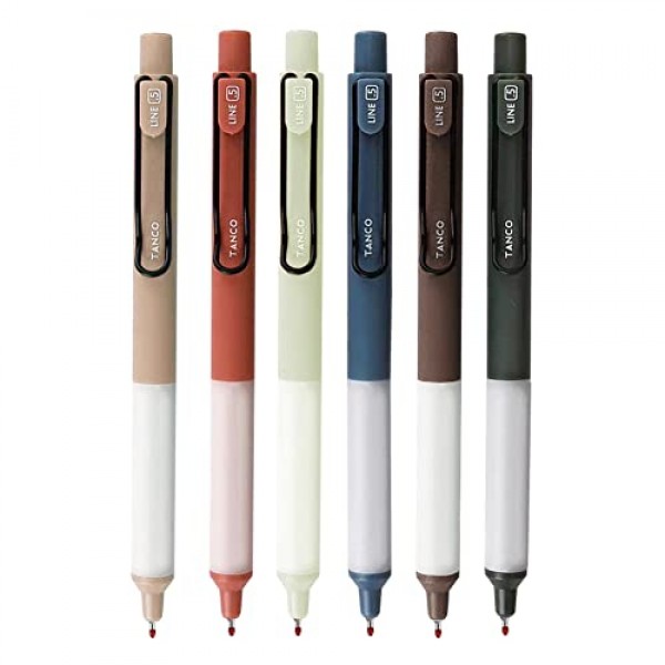 HeTaoCat 개폐식 젤 펜, 0.5mm 미세 포인트, 속건성, 쓰기 드로잉, 검정색 잉크 젤 펜, 펜 6개 상자(6)