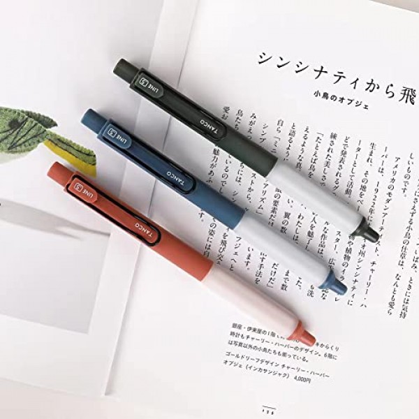 HeTaoCat 개폐식 젤 펜, 0.5mm 미세 포인트, 속건성, 쓰기 드로잉, 검정색 잉크 젤 펜, 펜 6개 상자(6)