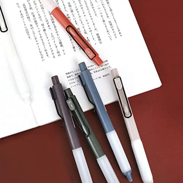 HeTaoCat 개폐식 젤 펜, 0.5mm 미세 포인트, 속건성, 쓰기 드로잉, 검정색 잉크 젤 펜, 펜 6개 상자(6)