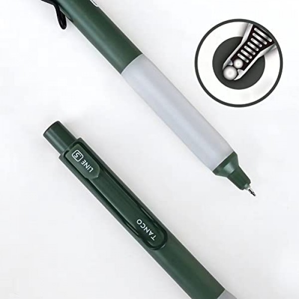 HeTaoCat 개폐식 젤 펜, 0.5mm 미세 포인트, 속건성, 쓰기 드로잉, 검정색 잉크 젤 펜, 펜 6개 상자(6)