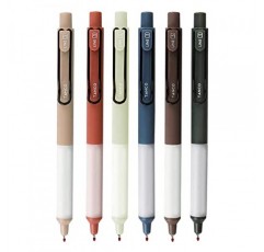 HeTaoCat 개폐식 젤 펜, 0.5mm 미세 포인트, 속건성, 쓰기 드로잉, 검정색 잉크 젤 펜, 펜 6개 상자(6)