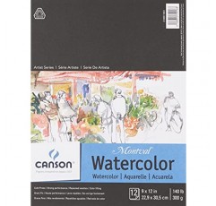 Canson 아티스트 시리즈 Montval 수채화 용지, 접이식 패드, 9x12인치, 12매(140lb/300g) - 성인 및 학생을 위한 아티스트 용지 - 수채화, 혼합 매체, 마커 및 아트 저널링