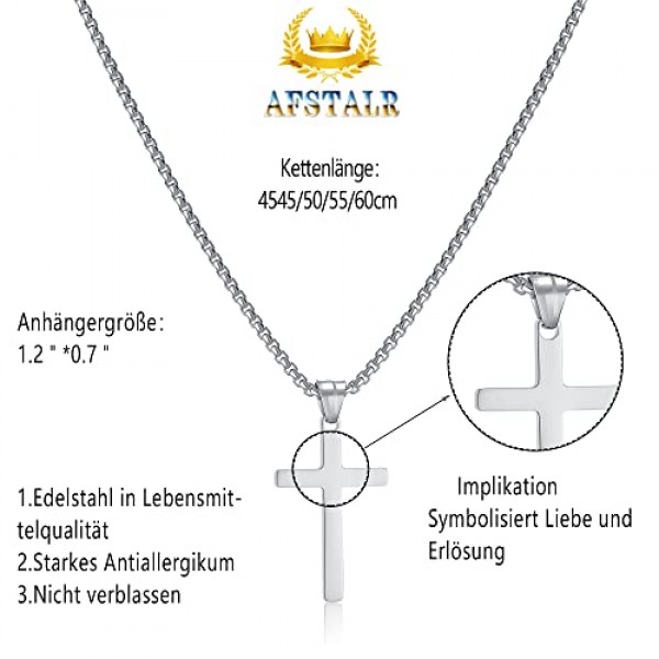 AFSTALR 남성용 크로스 목걸이, 크로스 펜던트가 있는 골드/실버 체인, 기독교 주얼리
